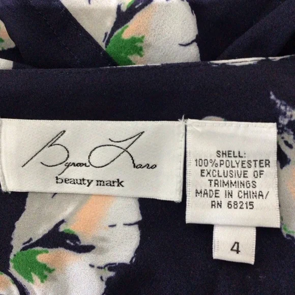 BYRON LARS BEAUTY MARK SIZE 4 NAVY BLUE FLORAL TOP WITH PEPLUM - Picture 8 of 8